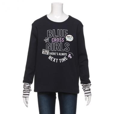 袖くしゅレイヤード風ロゴTシャツ