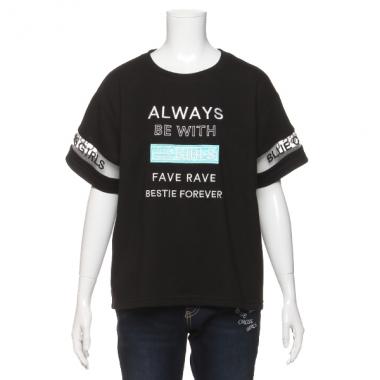 袖チュールボックスロゴTシャツ