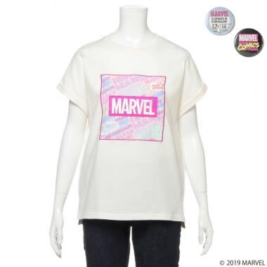 MARVEL 缶バッチ2個セット転写ロゴTシャツ