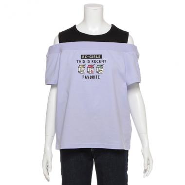 レイヤード風肩開きTシャツ