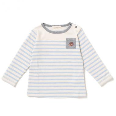 オーガニックコットン 動物刺しゅうポケットボーダーTシャツ