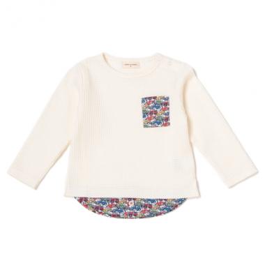 リバティ柄 シャツレイヤード風ワッフルTシャツ