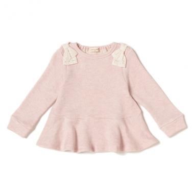 肩リボン裏毛ぺプラムトレーナー