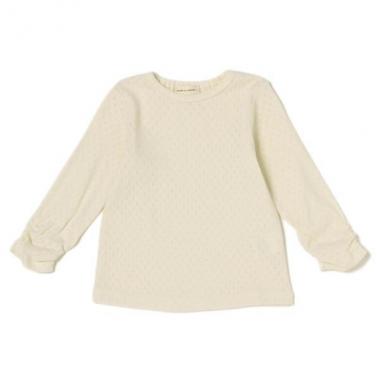 オーガニックコットン袖シャーリングTシャツ