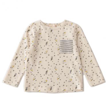 オーガニックコットン ガーゼ裏毛ペンギンstar長袖TEE