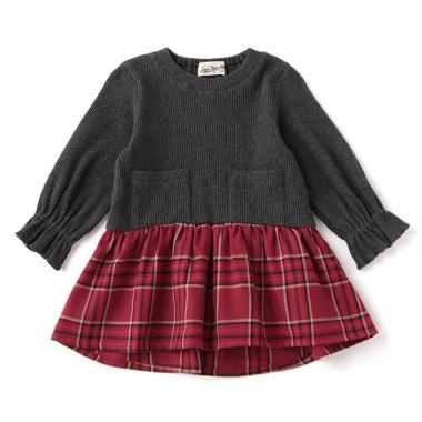 チェックレイヤードワンピース