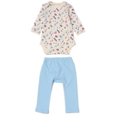 お出かけペンギン柄ボディ×裏毛ロングパンツセット