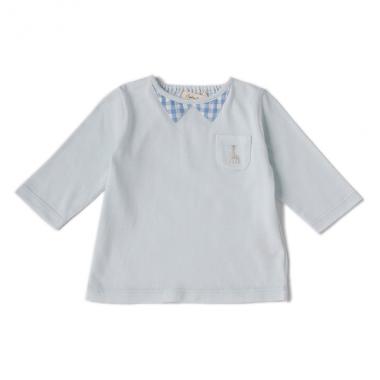 チェック衿七分袖Tシャツ