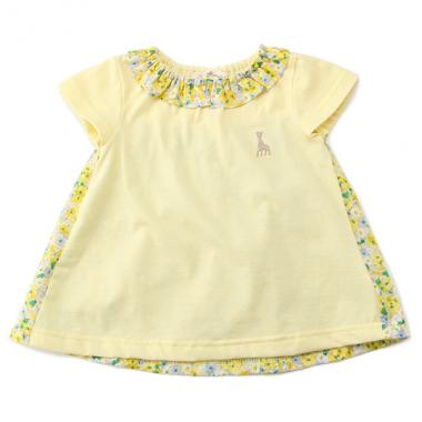 フリル衿つきお花切り替えTシャツ