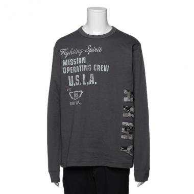抜き迷彩アップリケ接結Tシャツ