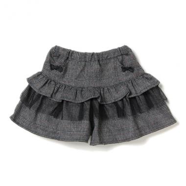 ミニリボンつきティアードチェックキュロット