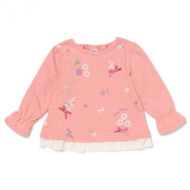 花柄×シフォンフリルTシャツ