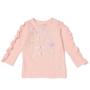 袖フリルリボンTシャツ