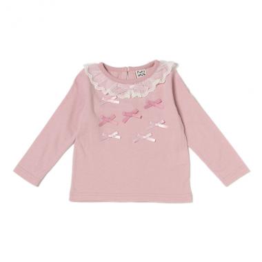 チュール衿つきリボンTシャツ