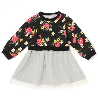 花柄×チュールワンピース