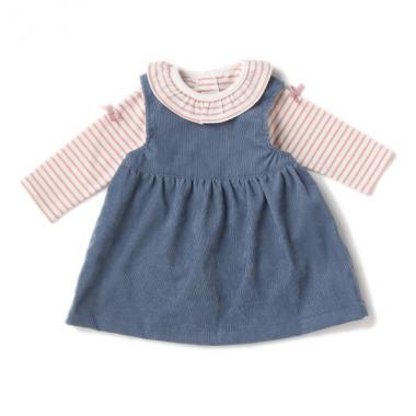 ピエロ衿ボーダーTシャツ×コーデュロイジャンパースカートセット