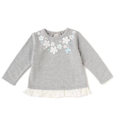 裾レースフリルミニ裏毛Tシャツ