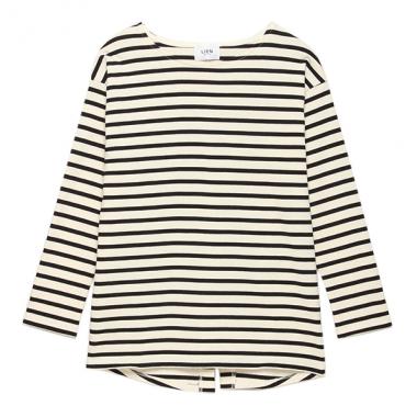 ボーダー柄後ろスリット入りTシャツ