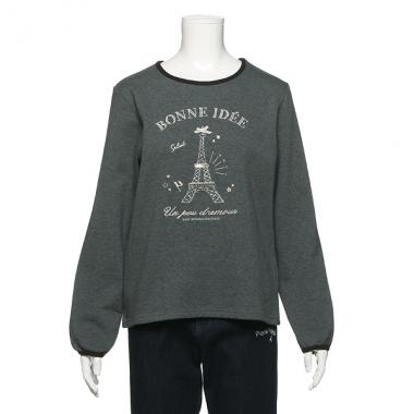 【トドラーサイズ向け】エッフェルモチーフパイピング裏起毛Tシャツ