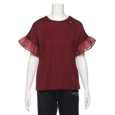 袖シースルーレーヨンTシャツ