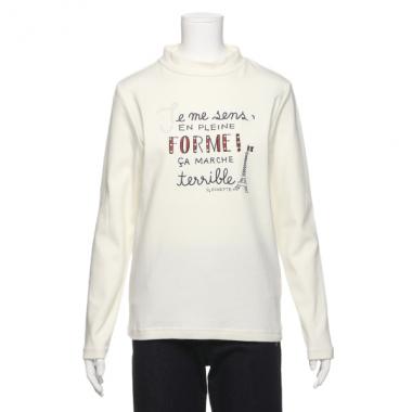 ロゴエッフェルモックネックコットンTシャツ