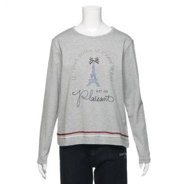 ロゴステッチ裾ラインコットンTシャツ