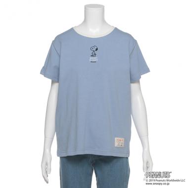 PEANUTSコラボ スヌーピー刺しゅうリンガーTシャツ