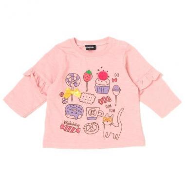 お菓子プリント袖フリルTシャツ