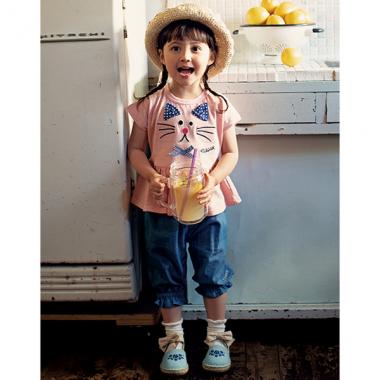 ネコ顔裾フリルTシャツ