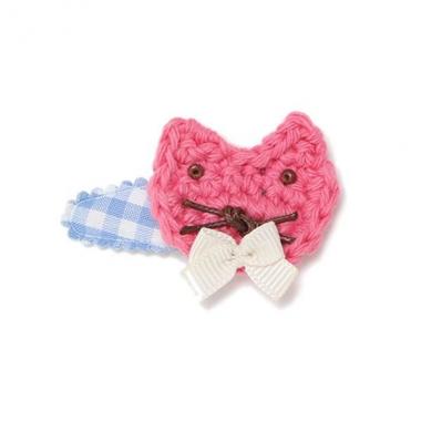 ネコ編みパッチンヘアクリップ