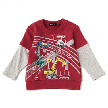 トミカコラボ働く車レイヤード風裏毛Tシャツ