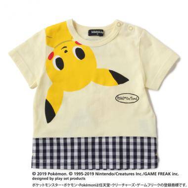 ポケモン 裾切替ピカチュウデザインTシャツ