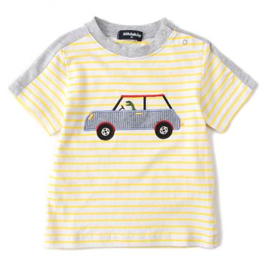 車アップリケボーダーTシャツ