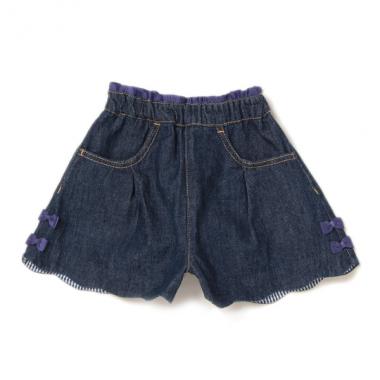 裾スカラップデニムキュロットスカート