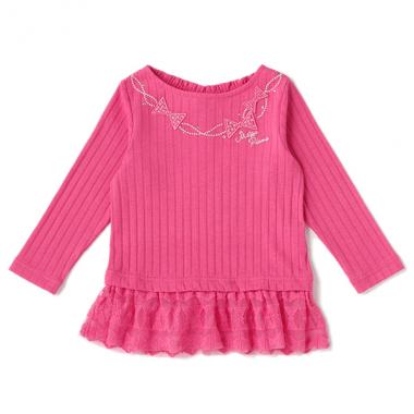リボンネックレス風ぺプラムTシャツ