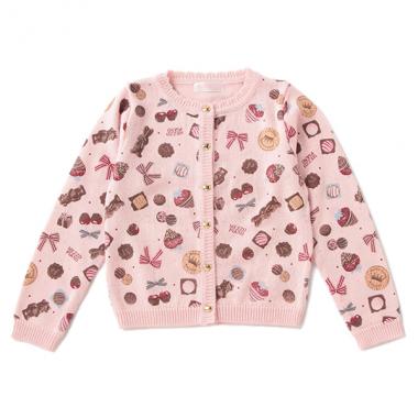 チョコ総柄プリントカーディガン