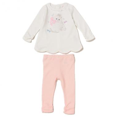 ペルシャ猫アップリケピンドットTシャツ×起毛調パンツセット