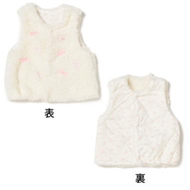 ボア×小花柄リバーシブルベスト