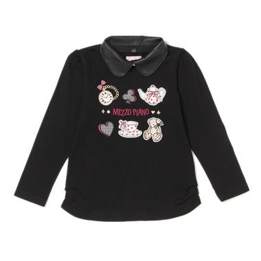 フェイクレザーティペットつきTシャツ