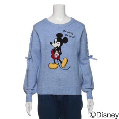 DISNEY ミッキーマウス/袖レースアップニットセーター
