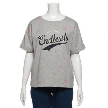 小花柄カレッジロゴTシャツ