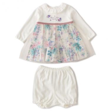 花柄ワンピース×パンツセット