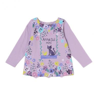花柄切り替えバックチュールTシャツ