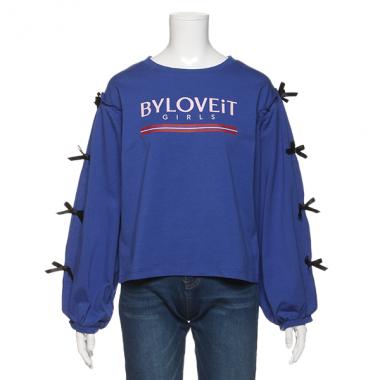 ベア天竺ショルダーリボンTシャツ