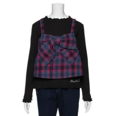 リボンビスチェつきラメリブTシャツ