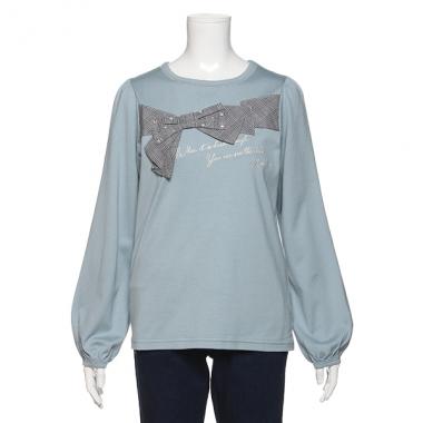 立体チェックリボンTシャツ