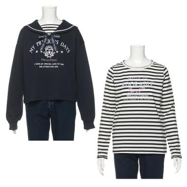 ボーダーTシャツ&セーラートレーナーセット