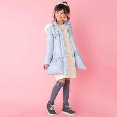 リボンダッフルロングダウンコート