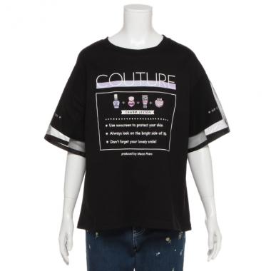 袖チュールTシャツ