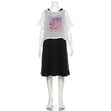 シフォンTシャツ×カットノースリワンピースセット